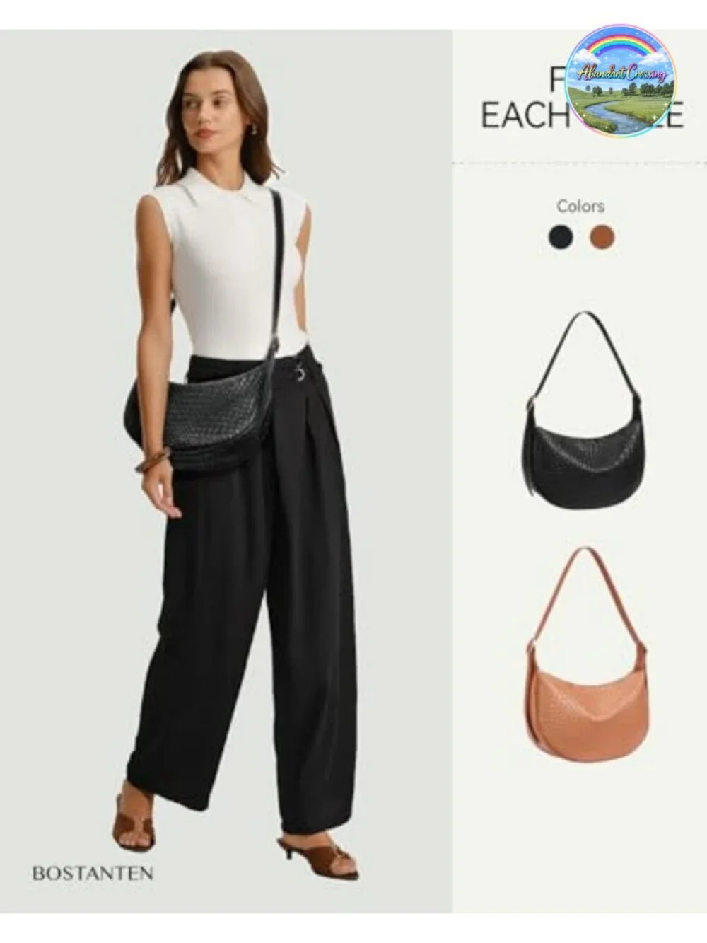 Vegan Leather Crossbody Bag Crescent Hobo Purse Adjustable Strap